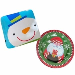 Santa & Snowman Plastic Christmas Plates